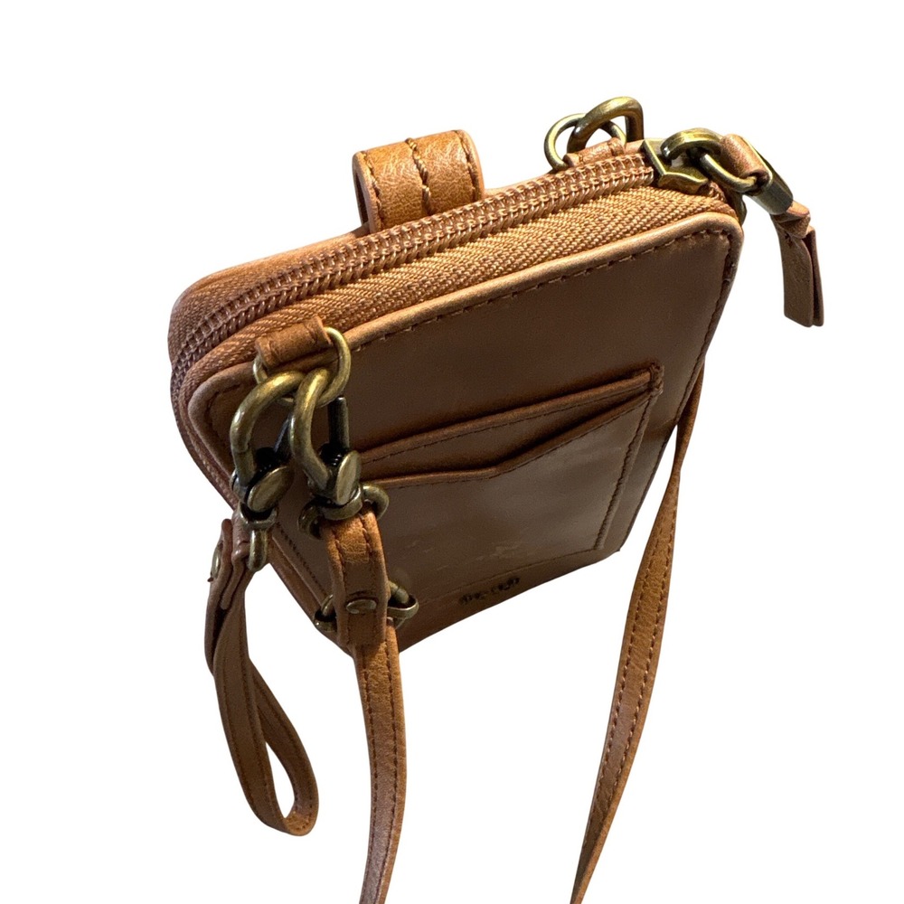 The Sak Silverlake Smartphone Crossbody Tan Leather Floral Embossed Wallet Bag - Picture 10 of 14